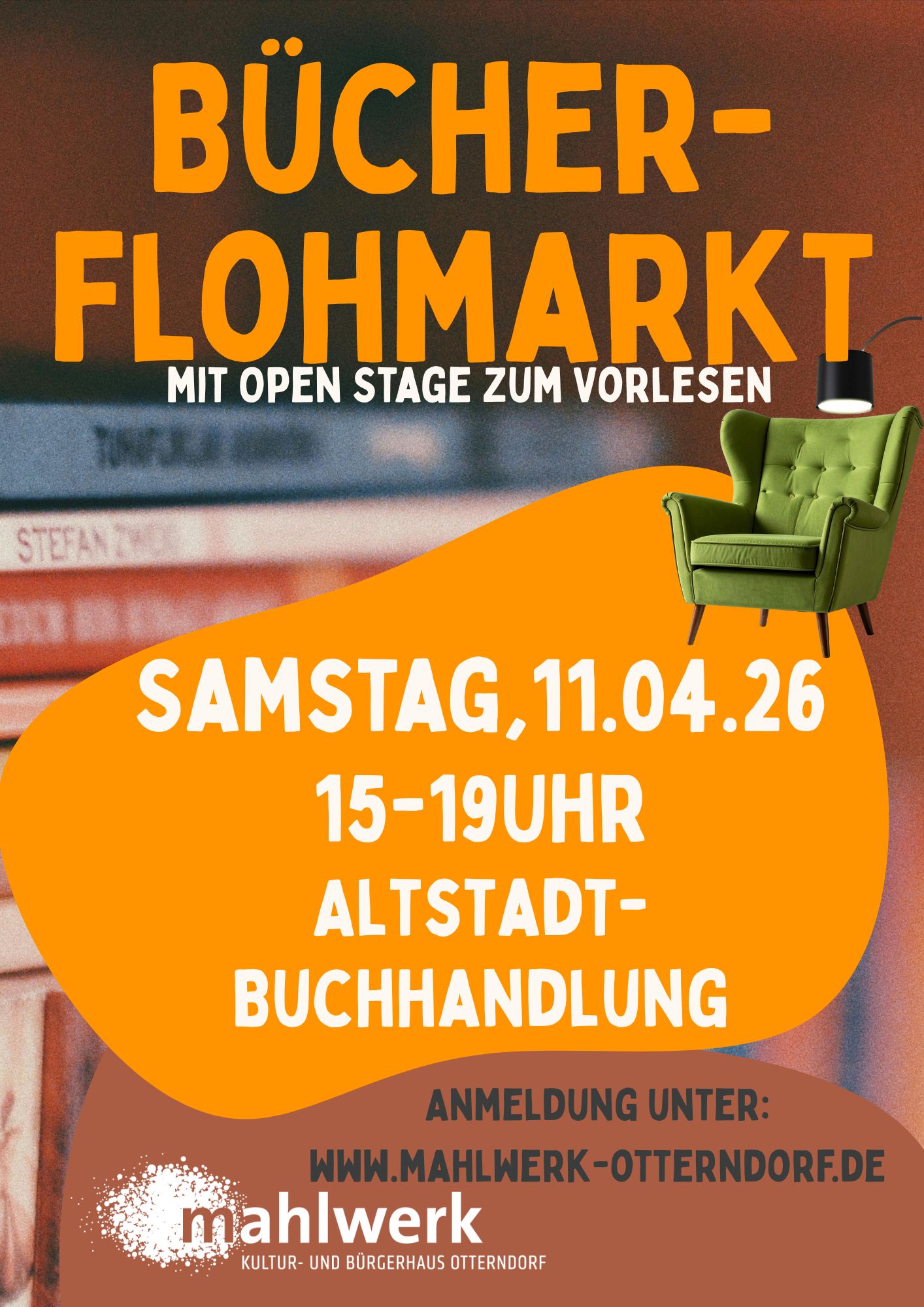 Bücherflohmarkt mit Open Stage